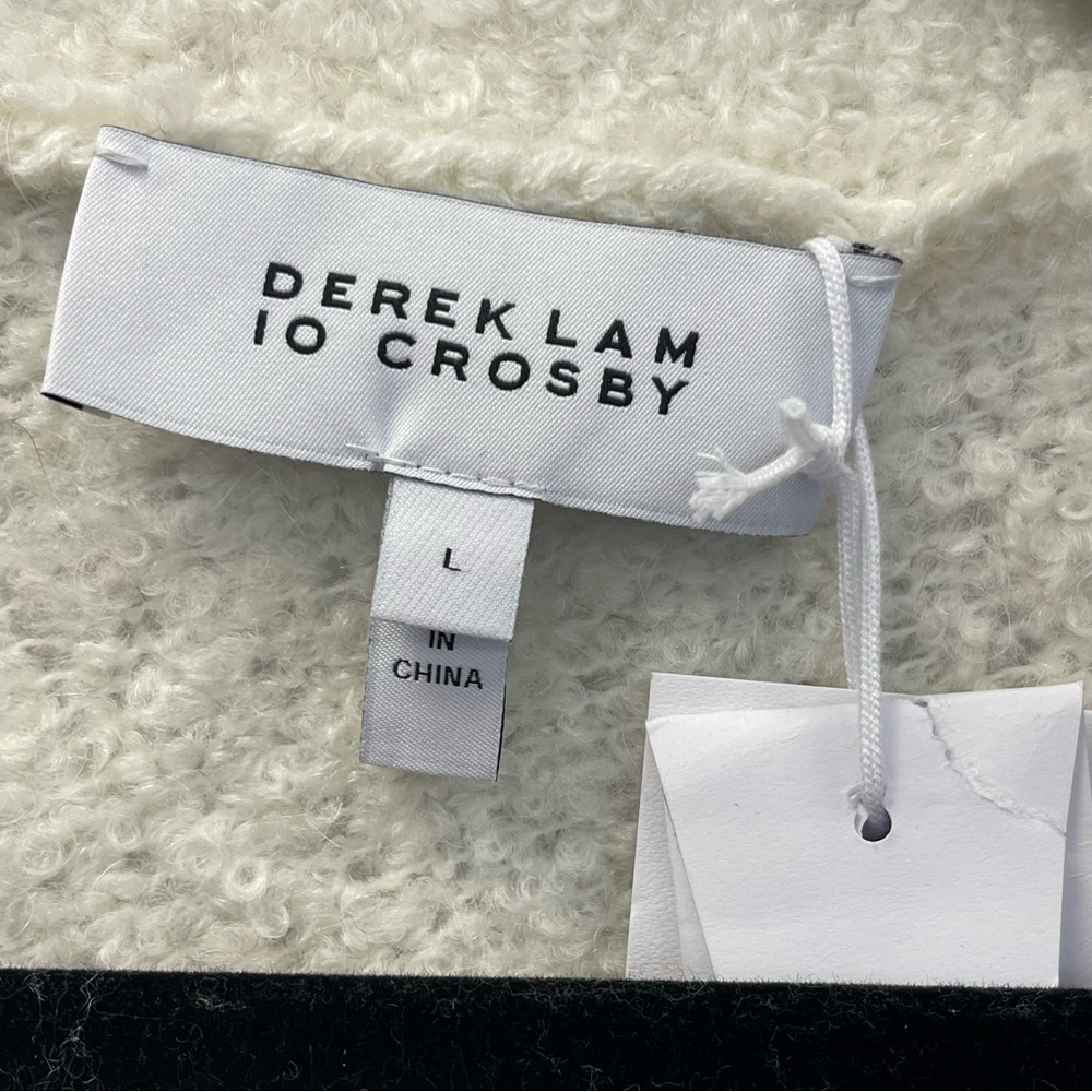 Derek Lam 10 Crosby Bette Fair Isle Cardigan in White & Navy - Size L - NWT - Picture 3 of 6
